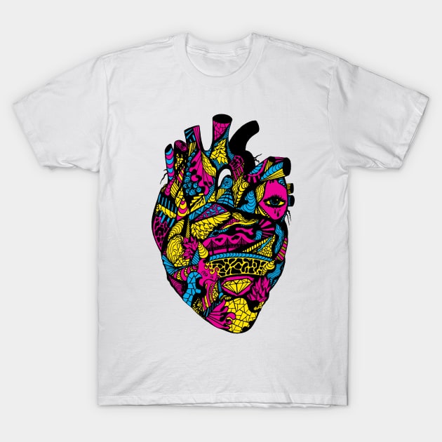 CMYK Transparent Heart T-Shirt by kenallouis